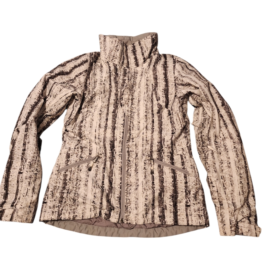 The North Face Women's Beige & Brown Striped Ski Jacket